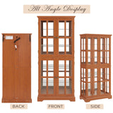 Eyisean Lighted Display Curio Cabinet 69" H China Cabinet with 4 Glass Doors, 6 Shelves, Freestanding Glass Display Cage Wine Cabinet Storage Rack for Bar and Liquor Storage (Dark Oak) Eyisean