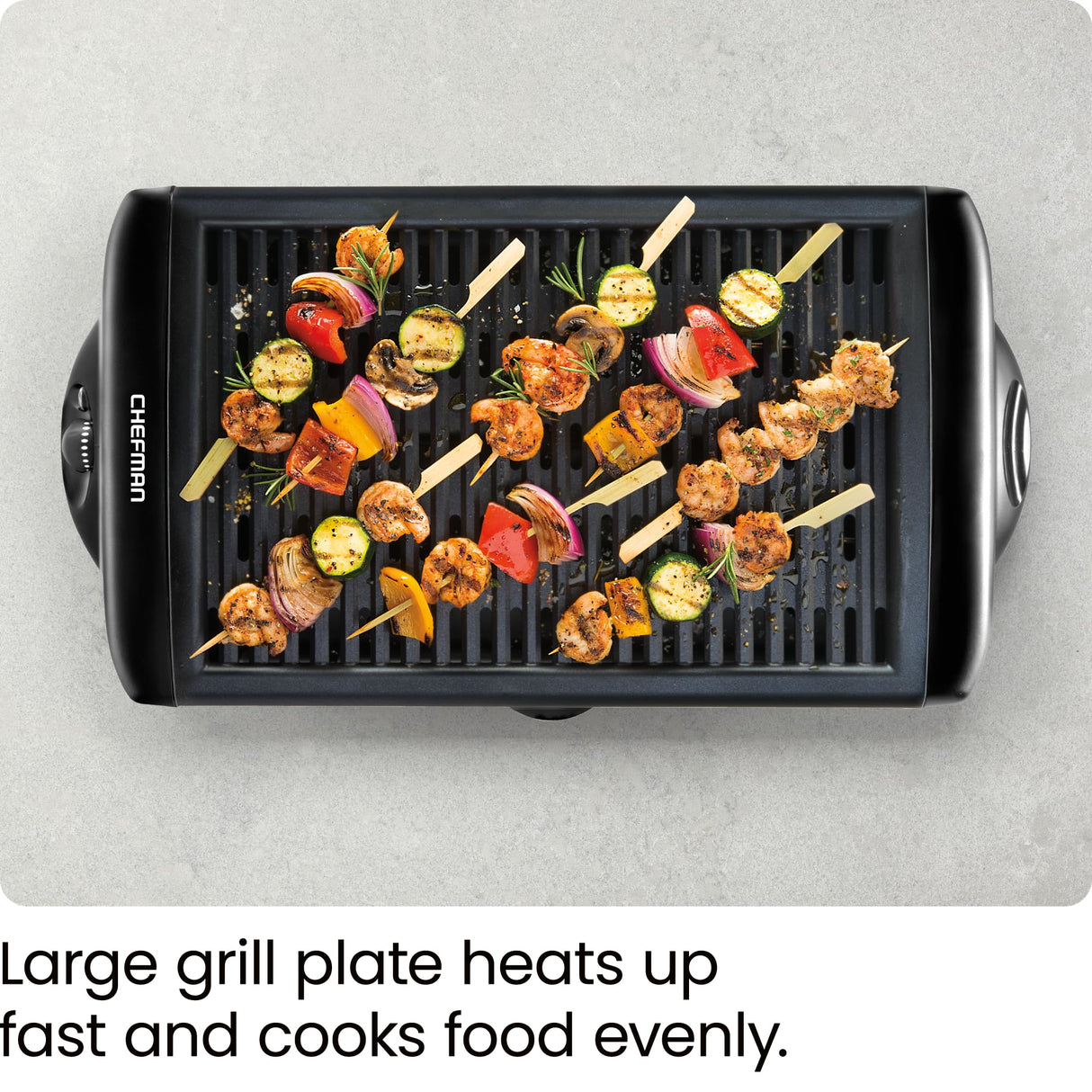Chefman Electric Smokeless Indoor Grill w/ Non-Stick Cooking Surface & Adjustable Temperature Knob from Warm to Sear for Customized BBQing, Dishwasher Safe Removable Water Tray, Black Chefman