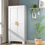 erosoei 61.02”H Pantry Storage Cabinet, Kitchen Storage Cabinets with Adjustable Feet and Shelves, Metal Pantry Cabinet for Kitchen, Living Room, Laundry Room and Dinning Room (2door-White) erosoei