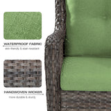 Joyside Wicker Patio Furniture Sets 8 Piece Set with 3-Seat Sofa, 2 Swivel Rocking Armchairs, 2 Armchairs, 2 Ottoman and 1 Side Table Wicker Outdoor Conversation Set(Brown Mixed Gray/Green) Joyside