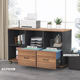 Tribesigns 63 inches Executive Desk and 47" lateral File Cabinet, L-Shaped Computer Desk Home Office Business Furniture with Drawers and Storage Shelves, Office Table,Brown and Black Tribesigns