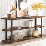 VANOMi 70.8 Inch Extra Long Console Table for Entryway, Narrow Hallway Table, Wood Sofa Table with 3 Tier Storage Shelves for Living Room VANOMi