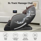 Real Relax Massage Chair Favor-06, Full Body Zero Gravity SL-Track Shiatsu Massage Recliner Chair with APP Control, Brown Real Relax
