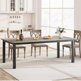 IDEALHOUSE Industrial Dining Table for 6~8 People, 78.7" Long Kitchen Table, Wood Dining Table, Kitchen & Dining Room Table, Rectangle Dining Room Table for 6 Ideal for Dinner Or Meeting - Grey IDEALHOUSE