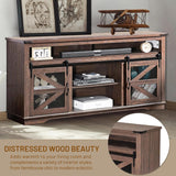 Zanzio XZ0-66TVS Rustic Farmhouse TV Stand, Distressed Brown Zanzio