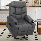 VUOVUS Power Lift Recliner Chair for Elderly, Electric Recliner with Remote Control, Adjustable Footrest, PU Leather Living Room Recliner with Cup Holders and Side Pockets (Light Grey) VUOVUS