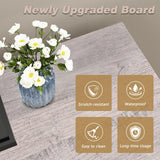 LEMBERI 58 Inches Fireplace TV Stand for TVs up to 65 Inches Console with 18'' Electric Fireplace & Remote, Wooden Modern Entertainment Center for Living Room with LED Light Glass Shelves (Grey) LEMBERI