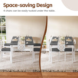 MU 5 Piece Dining Table Set for 4, Rectangular Wood Kitchen Table Chairs Set with Rubber Wood Legs, Space-Saving Farmhouse Dinette Set for Small Space, Dining Room, Apartment, Grey+White MU
