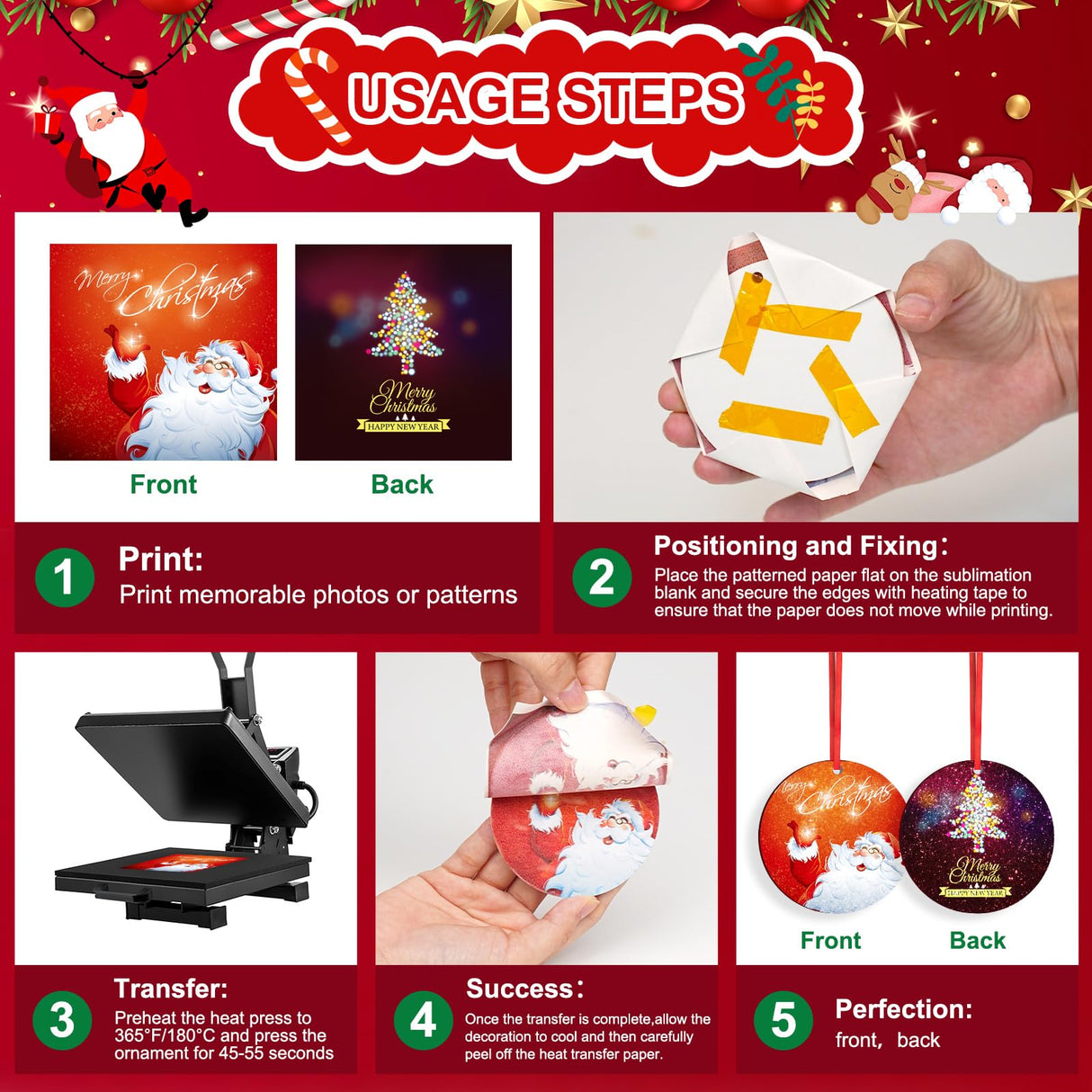 Sublimation Ornament Blanks 20 PCS Double Sided Personalized Christmas Ornaments with Red String Christmas Ornaments Sublimation for Halloween Xmas Tree Decor & DIY Handmade Crafts Upspotie