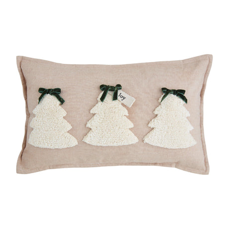Mud Pie Lumbar Tufted Xmas Pillow, 12" x 20", White Mud Pie