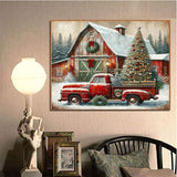 igoodom Diamond Art Kits for Adults, Christmas Diamond Painting Kit, Full Drill Round Christmas Red Truck Diamond Art Kits, DIY Gem Art and Crafts for Home Wall Decor Gift 16x12inch igoodom