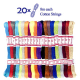 20 skiens Embroidery Floss，Embroidery Thread Friendship Bracelet Stitch Kit， Crafts Thread with 200beads，1 roll of transparent thread, 1 bracelet wheel，1 threader LE PAON