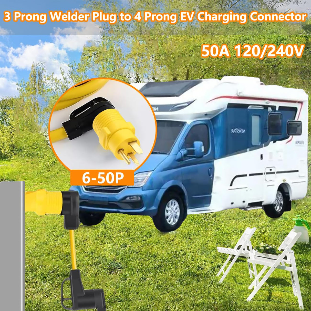 EV Charger Adapter NEMA 6-50P to 14-50R forTesla Adapter Cord, 240V 50 Amp 3 Prong Welder Plug to 4 Prong EV Charging Connector, Welder Welding Dryer EV Charger Power Cord Adapter anlvico