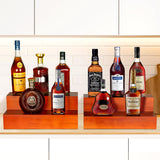Alytree Expandable Liquor Bottle Display Shelf,2 Pack bar Shelves for Liquor Bottles, 2 Tier bar Bottle Display Shelf, Real Wood Liquor Shelf for Home Bar Alytree