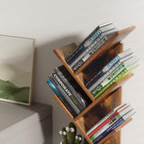 SHEEPAM 5 Tier Tree Book Shelf, Small Desktop Bookshelf with Storage Organizer, Wood Bookcase, Desk Display Bookshelves, Floor Standing Organizer Bookcases for Living Room,Bedroom,Office-Brown SHEEPAM