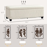 HOMCOM 44 Inches Storage Ottoman Bench, Foot Rest with Removable Lid, Legs, End of Bed Bench, Corduroy Storage Chest, Padded Seat, for Living Room, Bedroom, Entryway, Beige HOMCOM