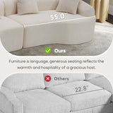Curve Modular Sofa Couch, Deep Seat Cloud Couch, No Assembly Required Sofa Set, Chenille Fabric 4-Seater Comfy Cloud Couches for Living Room Apartment Office-Beige DEINPPA
