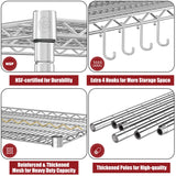 PrimeZone 4 Tier 55.5" Wx24 Dx76 H Wire Shelving with Wheels 2400lbs NSF Certified Storage Shelves Heavy Duty Metal Shelf Adjustable Rolling Rack Commercial Garage Restaurant Warehouse Kitchen Chrome PrimeZone