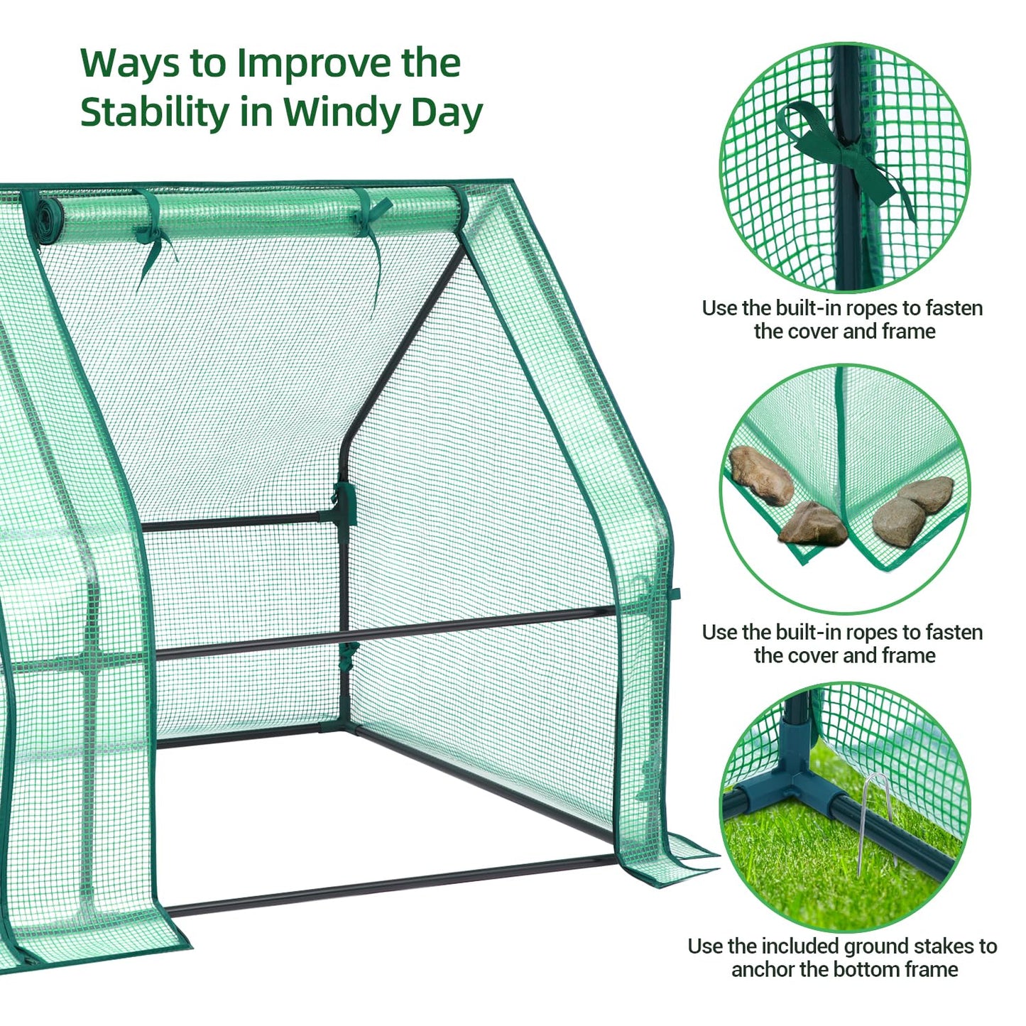 Ohuhu Portable Mini Greenhouse, 71"x36"x36" Greenhouses for Outdoors with Dual Large Zipper Doors & Ground Stakes, Waterproof & UV Protected Plastic Green House for Outside Garden Patio Backy - WoodArtSupply