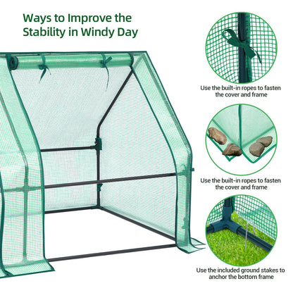 Ohuhu Portable Mini Greenhouse, 71"x36"x36" Greenhouses for Outdoors with Dual Large Zipper Doors & Ground Stakes, Waterproof & UV Protected Plastic Green House for Outside Garden Patio Backy - WoodArtSupply