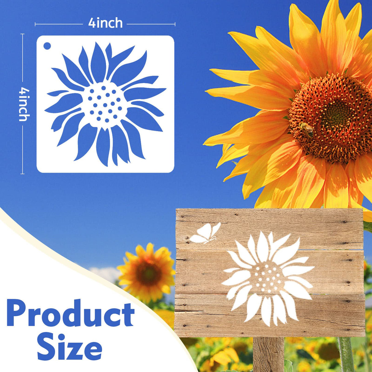 50 PCS Flower Painting Stencils Reusable Flower Stencils for Painting on Wood Rocks Canvas Fabric Glass Pottery 4x4 Inch CH HAICHENG
