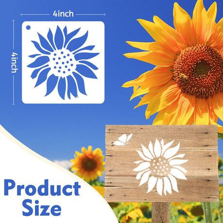 50 PCS Flower Painting Stencils Reusable Flower Stencils for Painting on Wood Rocks Canvas Fabric Glass Pottery 4x4 Inch CH HAICHENG