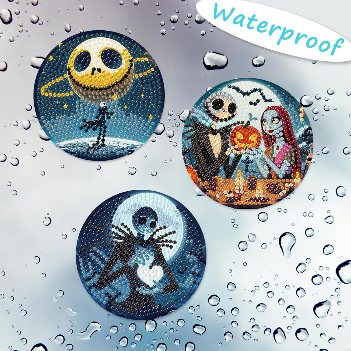 8 Pcs Halloween Diamond Painting Coasters Kits for Adults Beginners, DIY Horror Skull Diamond Art Coasters with Holder, Full Drill Rhinestone Painting Coaster Kits for Supplies Gifts 4X4 Inch. MBNTJHT