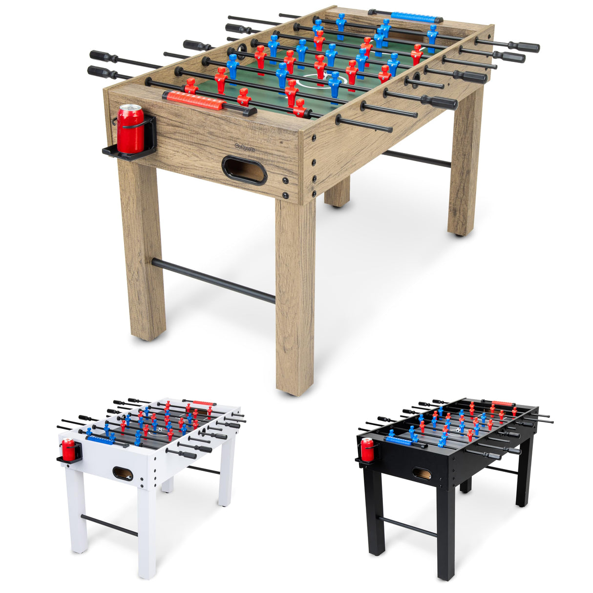 GoSports 48 Inch Game Room Size Foosball Table - Oak Finish - Includes 4 Balls and 2 Cup Holders GoSports