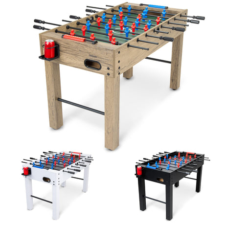 GoSports 48 Inch Game Room Size Foosball Table - Oak Finish - Includes 4 Balls and 2 Cup Holders GoSports