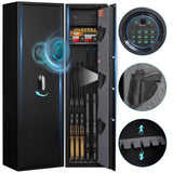 Marcree Biometric Rifle Gun Safe, Quick Access 5-6 Long Gun Safes with Removable Shelf, Gun Cabinets for Home Rifles and 3 Pistols with Mute Function, Inner Lock Box, Anti-Theft Alarm System Marcree