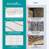 SERWALL Patio Table Set, Outdoor HDPE Dining Set with Umbrella Hole, 5-Piece - Table and 4 Chairs, All Weather for Lawn, Garden, Poolside, White SERWALL