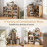 Tangkula 6 Cubes Bookcase, 2-Piece Separable Floor Standing Open Horizontal Bookshelf, Multifunctional Display Storage Shelf for Living Room Study Office (Natural, 6-Cube) Tangkula