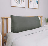 WOWMAX Large Bolster Triangular Positioning Support Reading Backrest Wedge Pillow for Headboard for Day Bed Bunk Bed with Removable Cover No Button Grey Queen WOWMAX