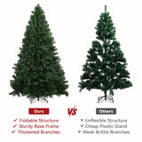COMHOMA Christmas Tree with Lights 6.5ft, Artificial Pre-lit Christmas Trees with 200 LED Lights, 1000 Dense Branches and Foldable Stand, Xmas Tree for Home, Office, Party Decoration, Easy Assembly COMHOMA
