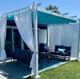 PURPLE LEAF 10' X 13' Outdoor Retractable Pergola with Sun Shade Canopy Cover White Patio Metal Shelter for Garden Porch Yard BBQ Beach Gazebo Grape Trellis Pergola, Turquoise Blue PURPLE LEAF