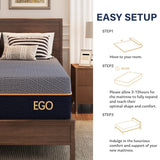 EGOHOME 12 Inch King Mattress, Copper Gel Cooling Memory Foam Mattress for Back Pain Relief,Therapeutic Double Mattress Bed in a Box, Made in USA, CertiPUR-US Certified, 76x80x12 Black MLILY