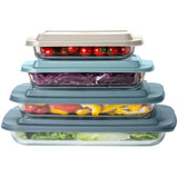 COOK WITH COLOR 8 PC. Glass Baking Dish Set with Lids - Deep Casserole Dish, Glass Food Container, Oven, Freezer and Microwave Safe, Clear Container, Blue COOK WITH COLOR