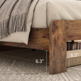 YHJIV Wood Full Bed Frame with Headboard, Rustic Platform Bed Frame with 12 Wood Slats Support, No Box Spring Needed (Vintage Brown, Full) YHJIV
