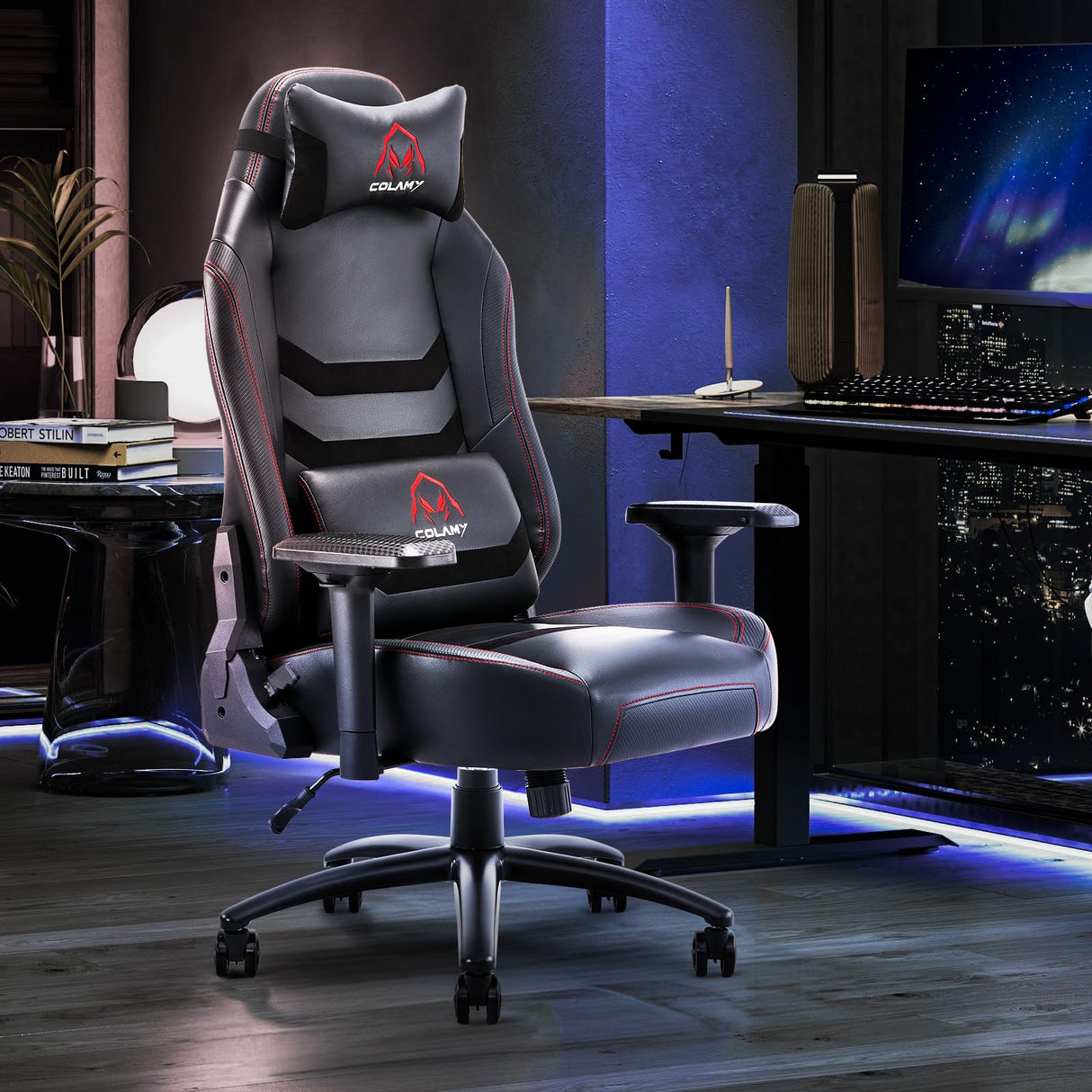 COLAMY Big and Tall Gaming Chair 400lbs-Computer Gamer Chair, Ergonomic Executive Office Chair, High Back PC Chair with Wide Seat for Adult Black COLAMY
