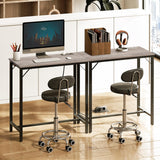 HOOBRO Bar Table with Charging Station, Rectangular Pub Table, High Top Coffee Table, Counter Bar Height Table, Narrow Long Dining Table, 35.4" L x 15.7" W x 35.6" H, Greige BG90UBT01 HOOBRO