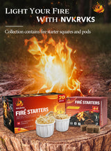 Nvkrvks Fire Starter, Easy-Burning Fire Starter Squares for Wood Stoves, Campfires, Grill Pit and Fireplace, Natural & Waterproof BBQ Fire Starters, 64 Mini Square Nvkrvks