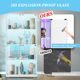 UTOASIS 65" Tall Glass Display Cabinet with Doors, 4-Tier Curio Cabinet for Collectibles with 12 LED Lights, Glass Display Case with 3 Shelves for Toys & Books, Home, Office and Playroom (White) UTOASIS