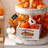 Thyle 16 Pcs Thanksgiving Tiered Tray Decor Fall Mini Wood Crate Thanksgiving Pumpkin Decor Fall Pumpkin Table Centerpiece Maple Leaves Label Farmhouse Wooden Storage Boxes Thyle