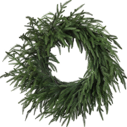 Artgar 24 Inch Christmas Wreath Pine Wreath Christmas Wreaths for Front Door, Real Touch Pine Wreath Artificial Green Pine Wreath for Home Indoor Outdoor Wall Window Porch Farmhouse Winter Decor