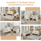 WUTUTUEE 56'' Corduroy Loveseat Sofa, 2 Seater Love Seat Couch for Small Space, Comfy Upholstered Modern Leisure Loveseat Couches with Lumbar Pillows for Bedroom, Office, Living Room, White WUTUTUEE