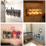 Besuerte Rustic Antique Mason Jar Organizer Hanging Wall Holder for Home Decor, Bathroom, Kitchen, Office, Farmhouse with 4-Jar,Gray Besuerte