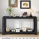 XD Designs Minimalist 60-Inch Long Console Table Sofa Table with Bottom Shelf and Thick Legs, Wood 2-Tier Narrow Accent Entryway Table for Hallway Living Room Foyer Corridor (Black-All) XD Designs