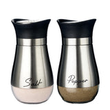 Salt and Pepper Shakers Set, Glass Bottom Salt Pepper Shaker with Stainless Steel Lid for Kitchen Gadgets Cooking Table, Camp,BBQ Spice Shaker Containers, BBQ Seasoning Jars (Silvery) Yeahey