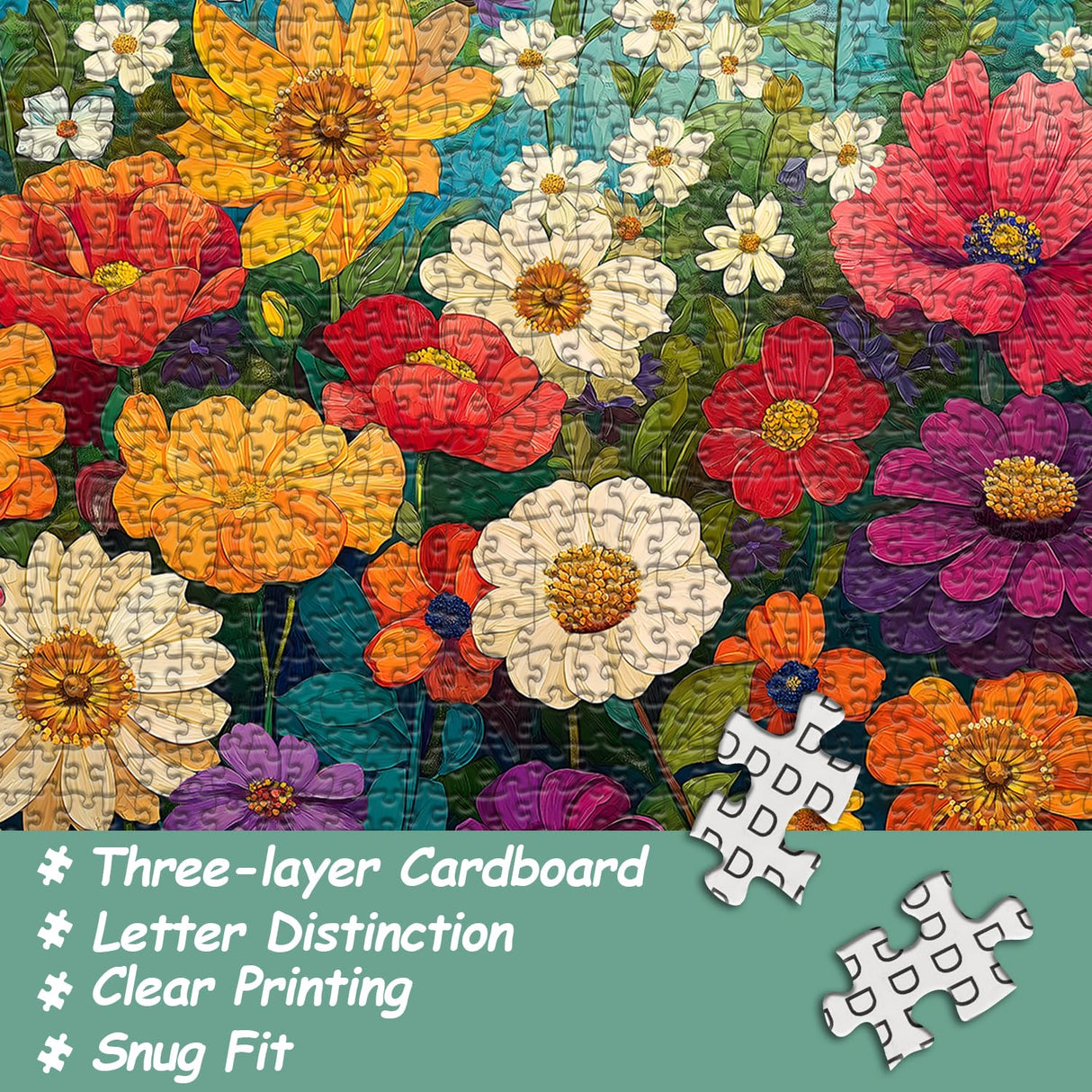 Flower Puzzles for Adults 1000 Pieces, Floral Art Jigsaw Puzzle, Colorful Spring Garden Puzzles, Nature Challenging Puzzles for Adults PICKFORU