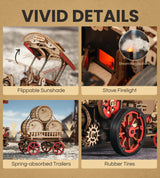 Wowood 3D Wooden Puzzles for Adults, Steam Locomotive Model Cars Kits for Adults, 3D Wood Puzzle Adult, Valentines Day Gift Model Building Kits, Wowood